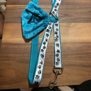 Dog leash treat bag and handkerchief